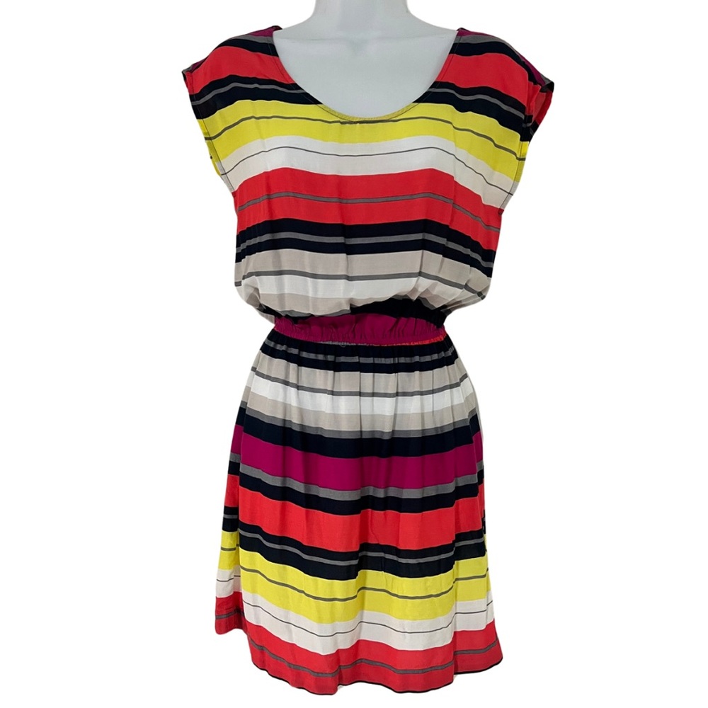 Banana Republic Stripped Colorful Rayon Sleeveless Dress